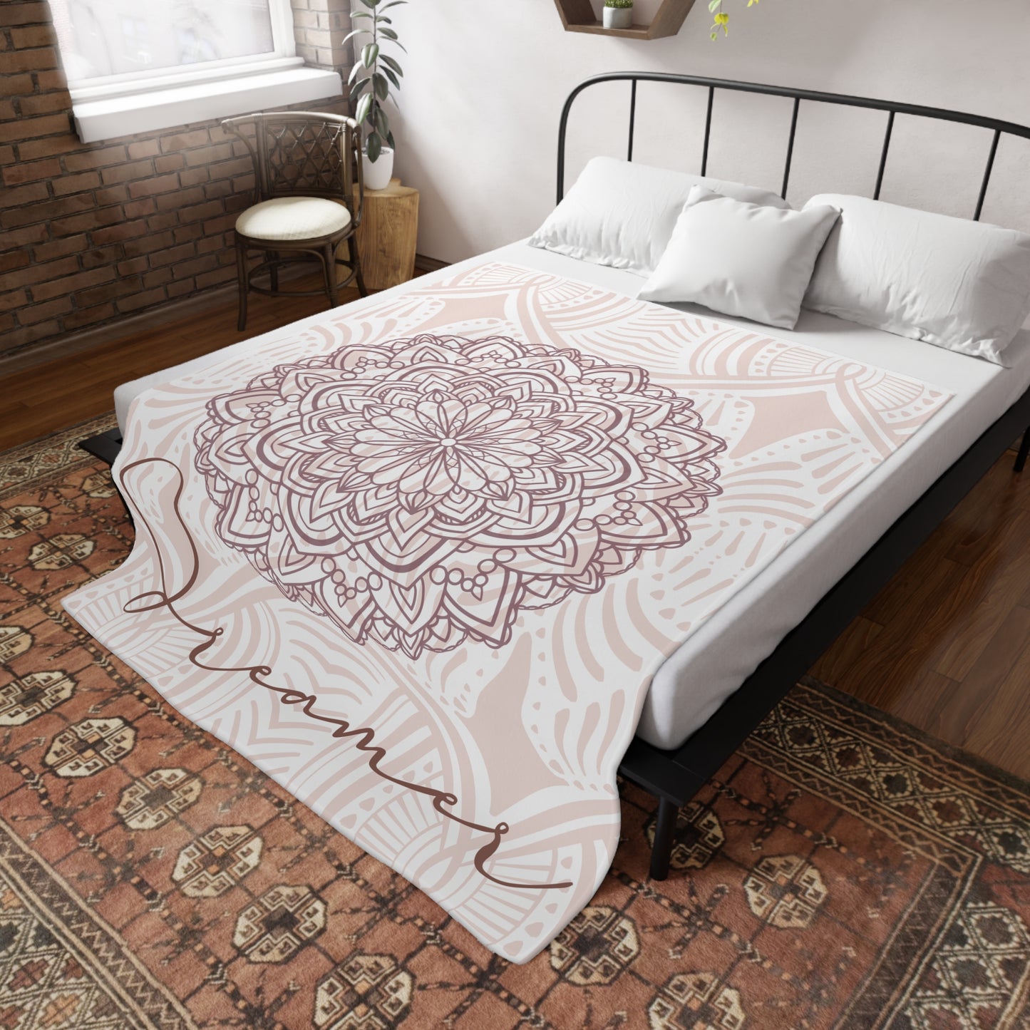Dreamer Plush Fleece Blanket | Cozy Throw for Home Decor, Gift for Dreamers, Mandala Design, Nursery Bedding, Relaxation Essentials