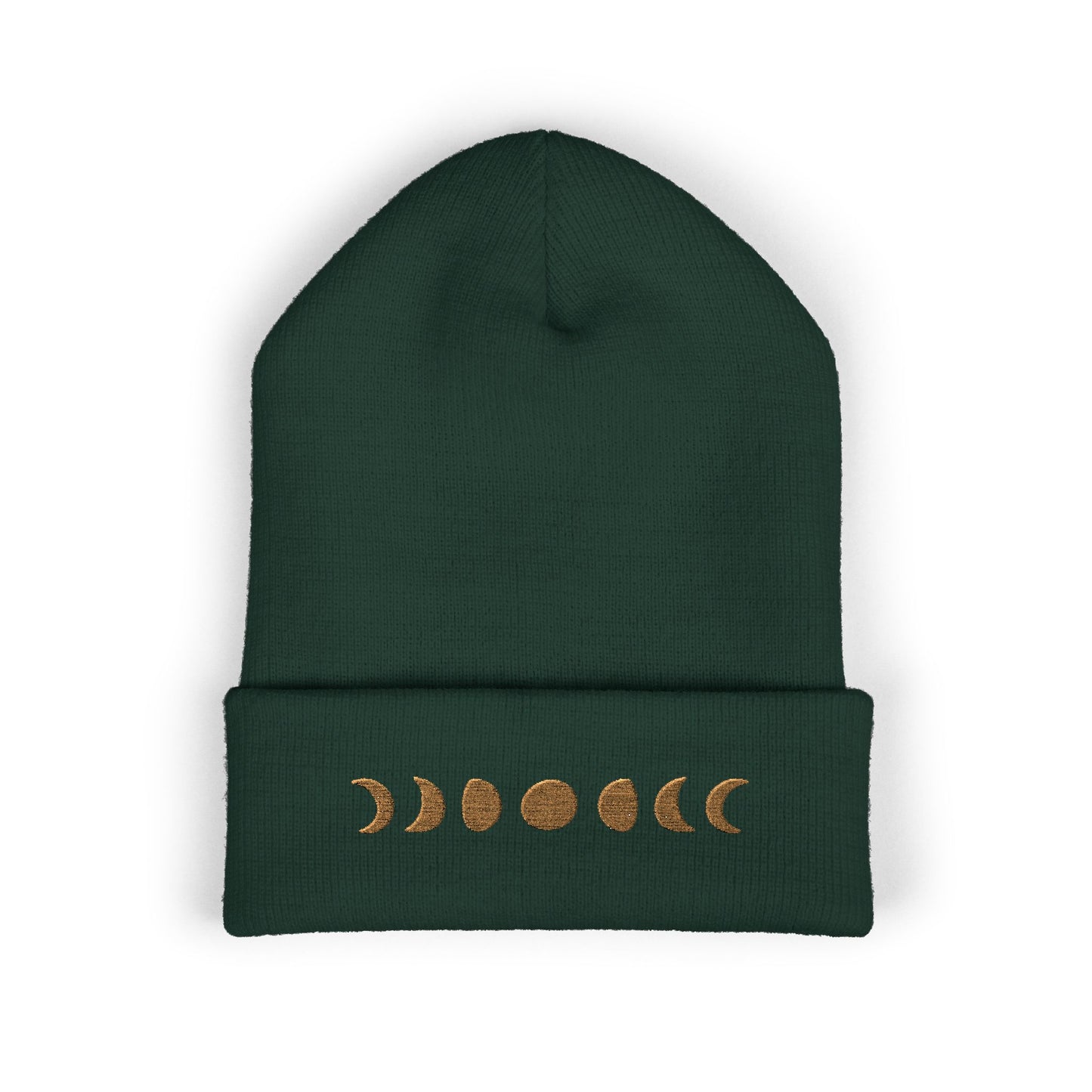 Moon Phase Embroidered Cuffed Beanie - Cozy Winter Hat, Gifts for Her, Astrology Merchandise, Holiday Accessories, Fashion Statement