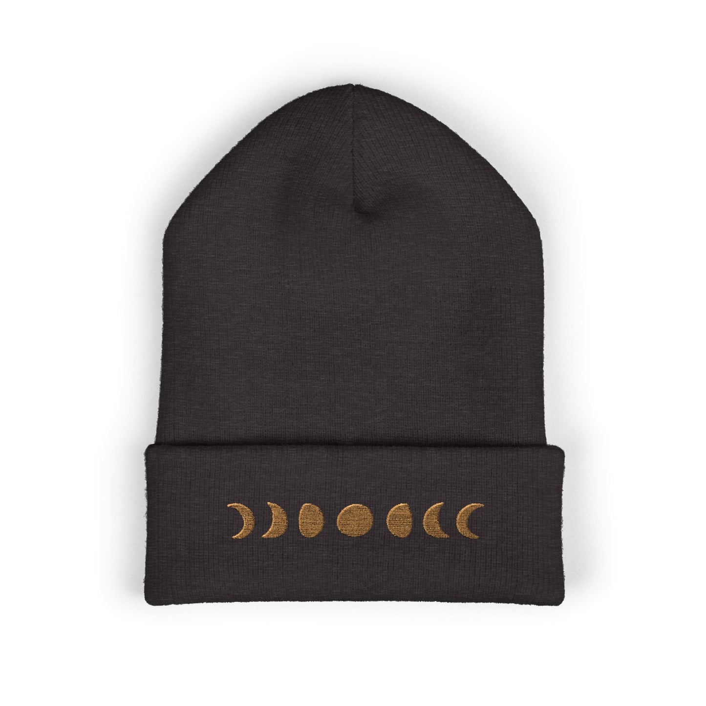Moon Phase Embroidered Cuffed Beanie - Cozy Winter Hat, Gifts for Her, Astrology Merchandise, Holiday Accessories, Fashion Statement