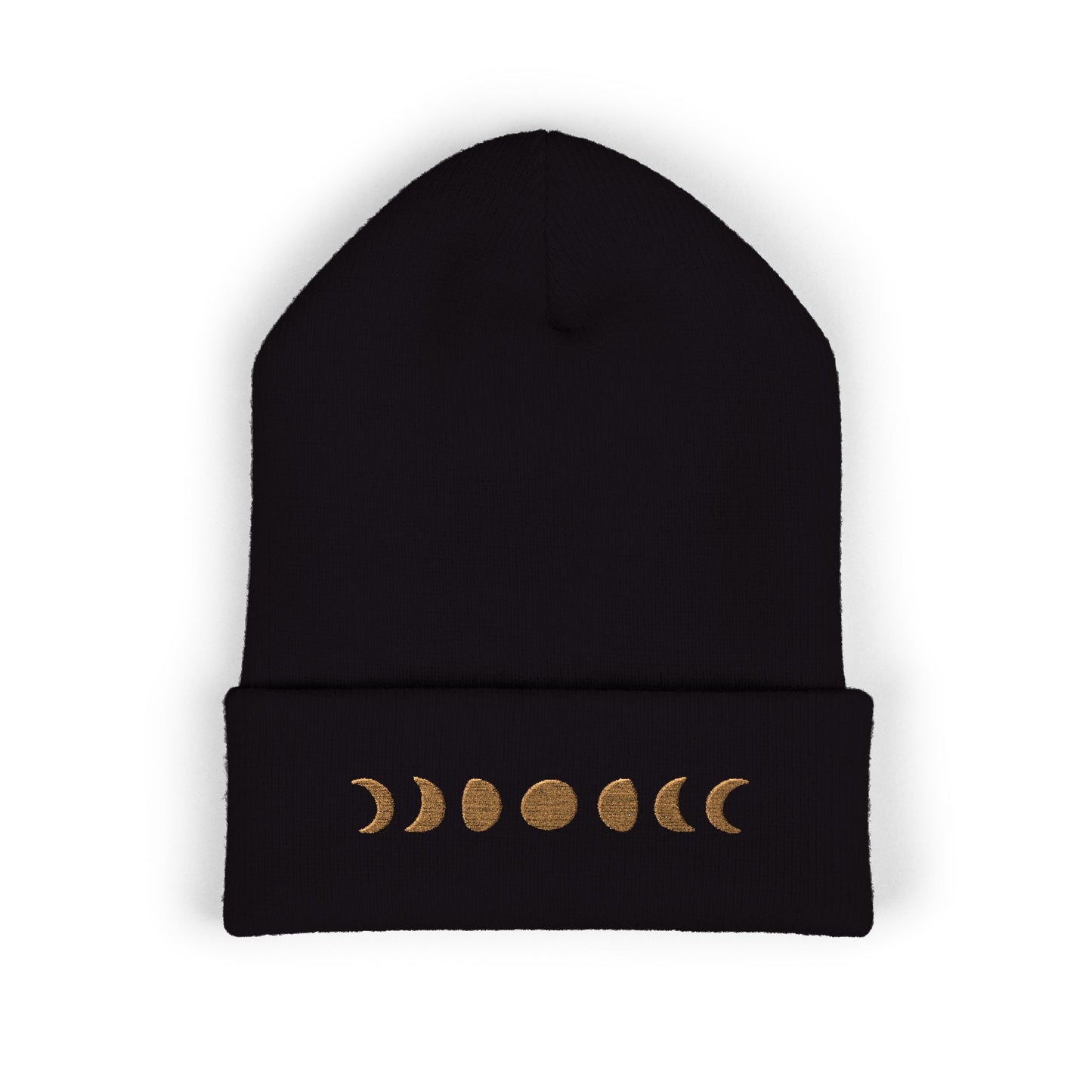 Moon Phase Embroidered Cuffed Beanie - Cozy Winter Hat, Gifts for Her, Astrology Merchandise, Holiday Accessories, Fashion Statement