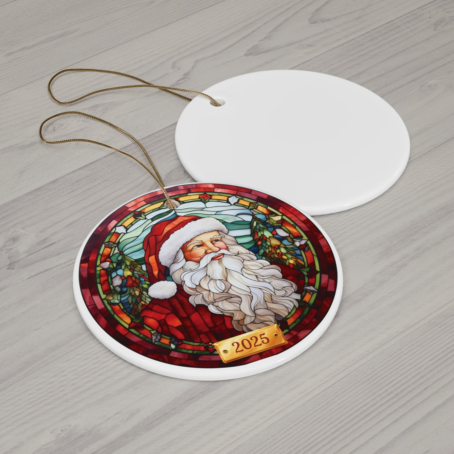 Stained Glass Santa Ornament, Christmas Decoration, Holiday Keepsake, Festive Gift, 2025 Ornament, Seasonal Décor