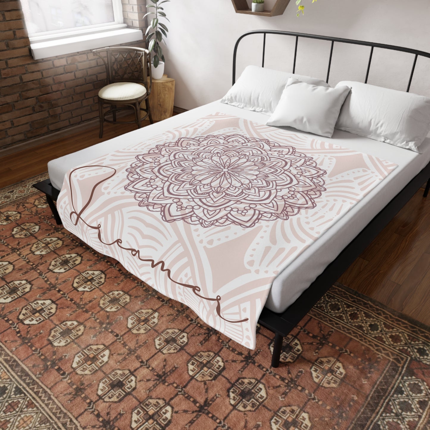 Dreamer Plush Fleece Blanket | Cozy Throw for Home Decor, Gift for Dreamers, Mandala Design, Nursery Bedding, Relaxation Essentials