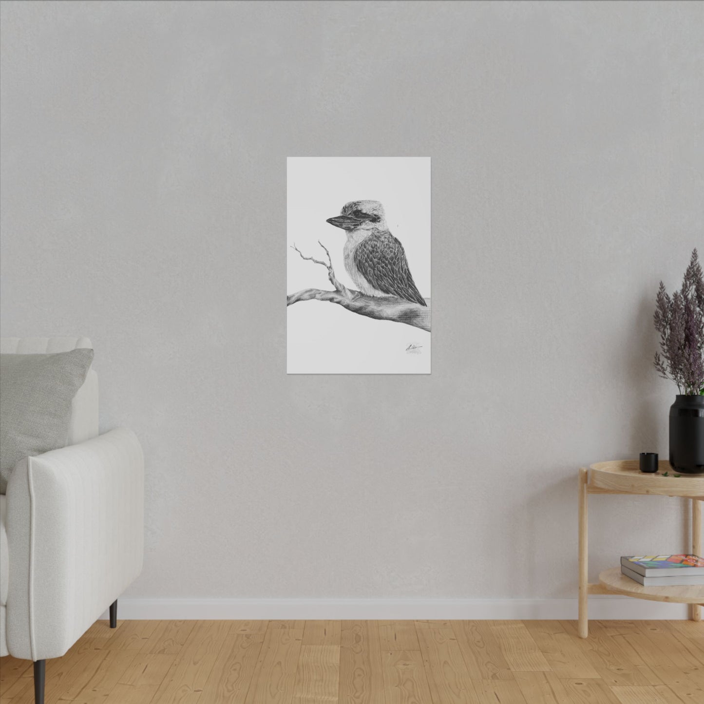 Kookaburra Wall Art, Nature Home Decor, Bird Canvas Print, Animal Illustration, Gift for Bird Lovers, Eclectic Art Piece