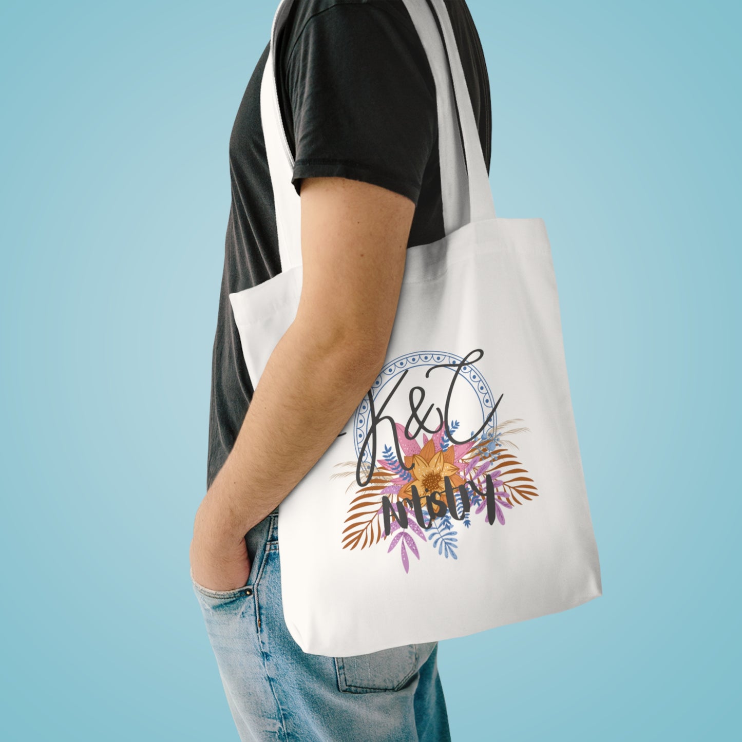 Floral Cotton Tote Bag - Stylish Eco-Friendly Reusable Bag for Shopping, Beach, Gifts, Travel, and Everyday Use