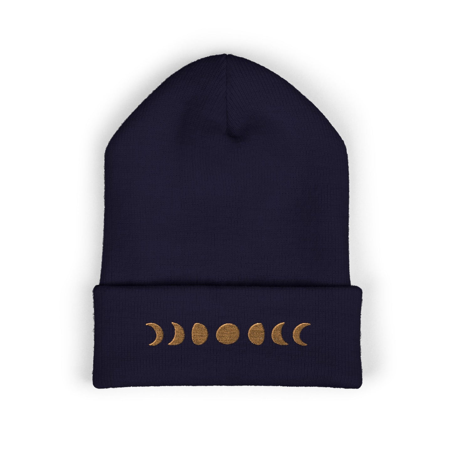 Moon Phase Embroidered Cuffed Beanie - Cozy Winter Hat, Gifts for Her, Astrology Merchandise, Holiday Accessories, Fashion Statement