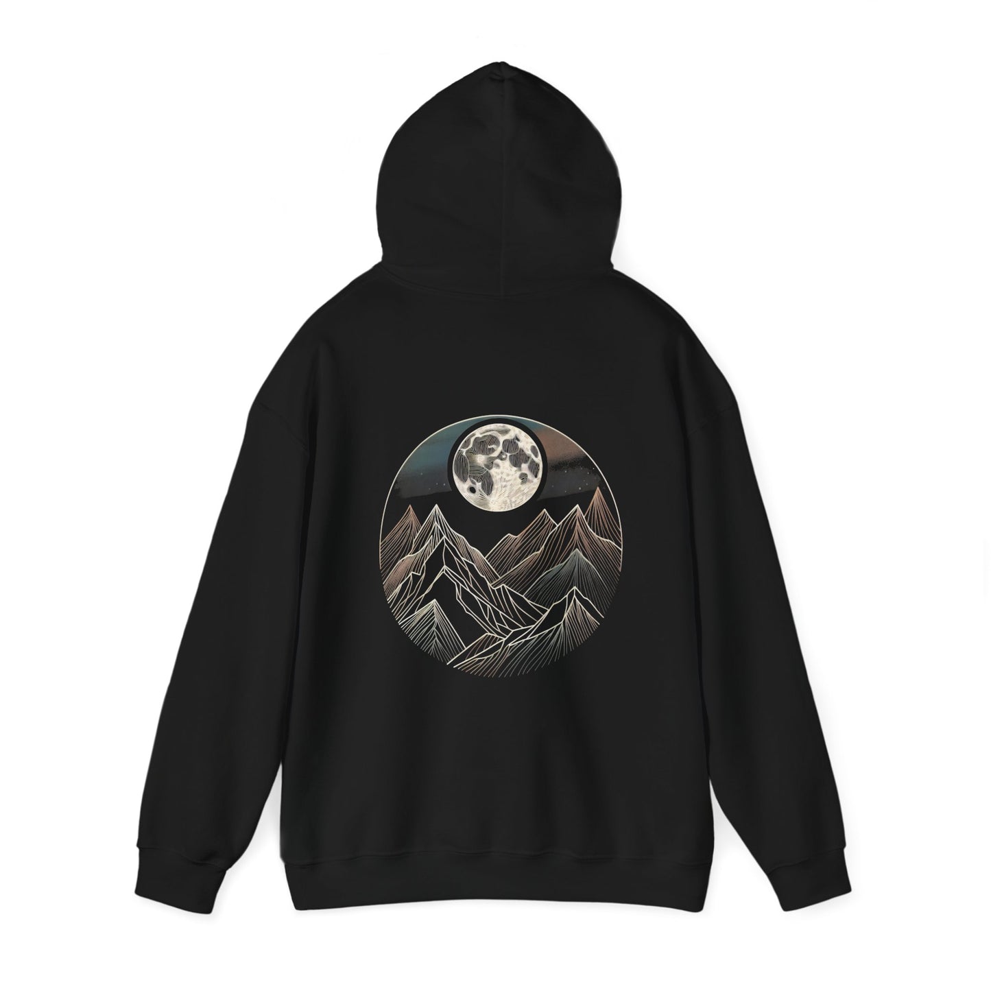 Mountain Moon Unisex Heavy Blend Hoodie, Cozy Pullover, Dreamy Sweatshirt, Perfect for Fall, Adventure Gifts, Unisex Style