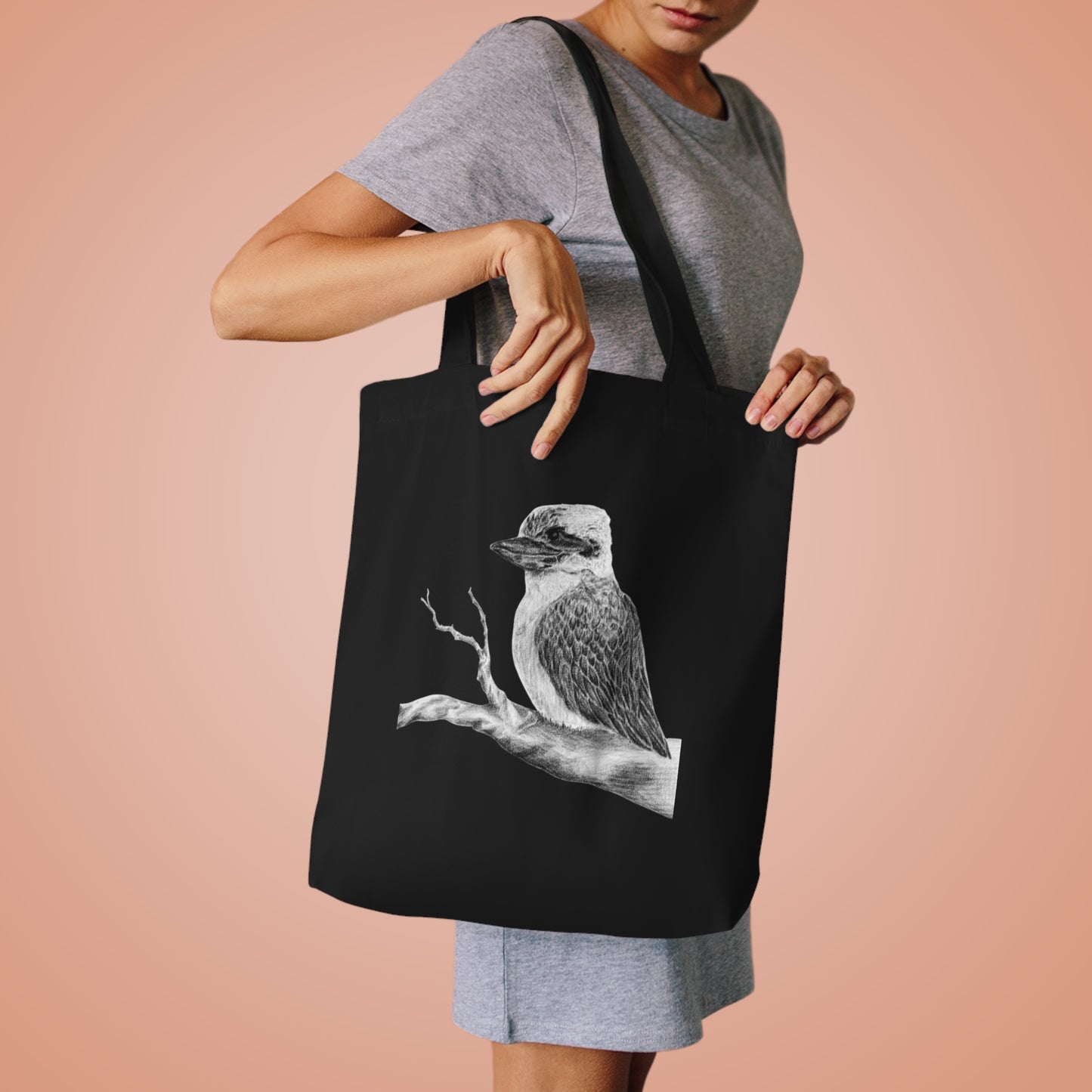 Elegant Cotton Tote Bag, Bird & Dreamcatcher Design, Eco-Friendly Shopping Bag, Gift for Nature Lovers, Perfect for Festivals
