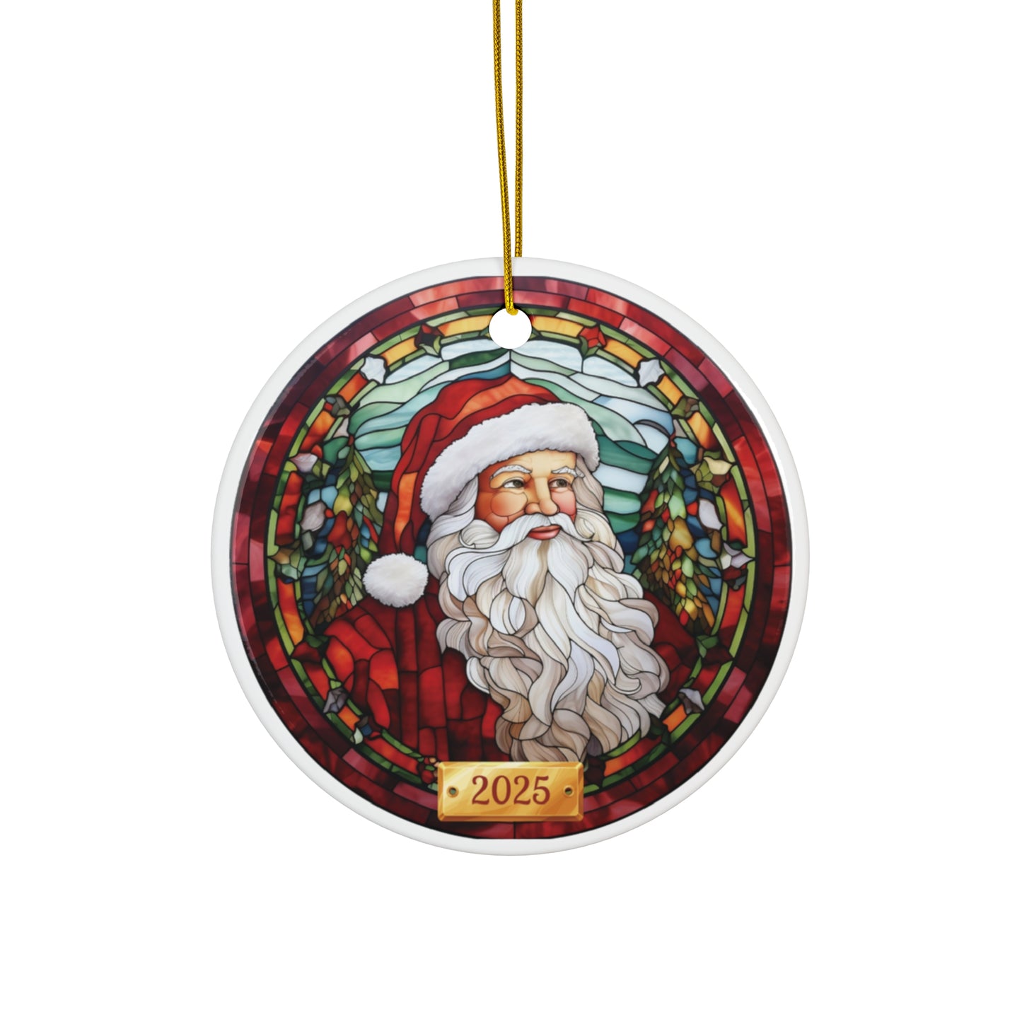 Stained Glass Santa Ornament, Christmas Decoration, Holiday Keepsake, Festive Gift, 2025 Ornament, Seasonal Décor