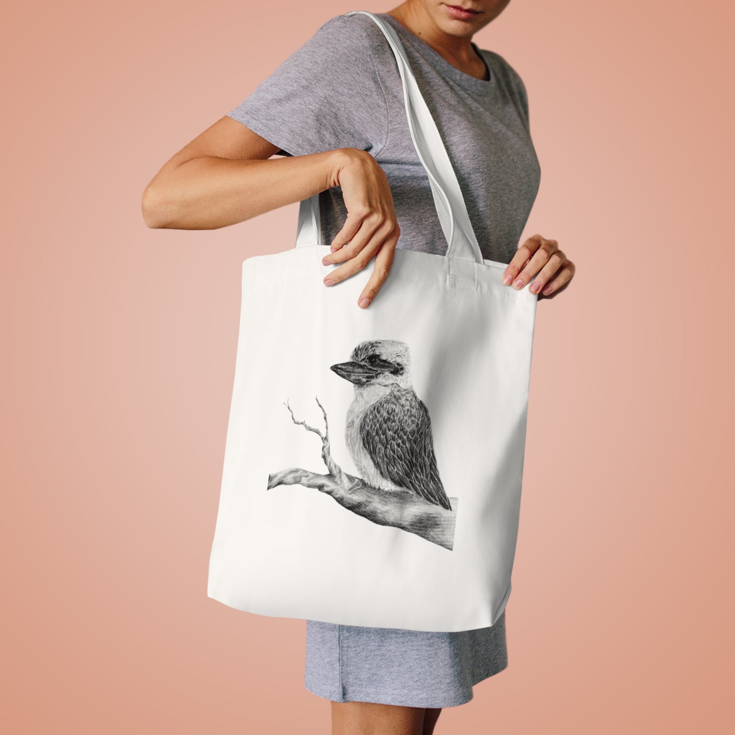 Elegant Cotton Tote Bag, Bird & Dreamcatcher Design, Eco-Friendly Shopping Bag, Gift for Nature Lovers, Perfect for Festivals