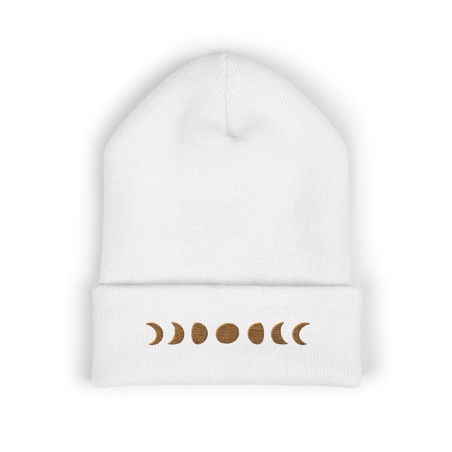Moon Phase Embroidered Cuffed Beanie - Cozy Winter Hat, Gifts for Her, Astrology Merchandise, Holiday Accessories, Fashion Statement