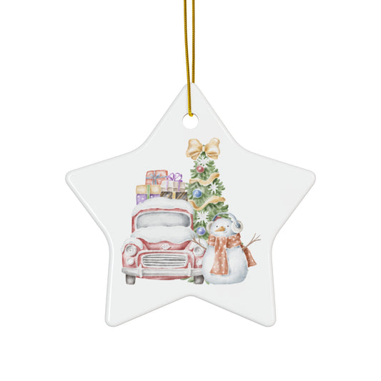 Festive Santa Ceramic Ornament - Holiday Decor, Christmas Tree Decoration, Gift for Family, 2025 Keepsake, Stained Glass Style