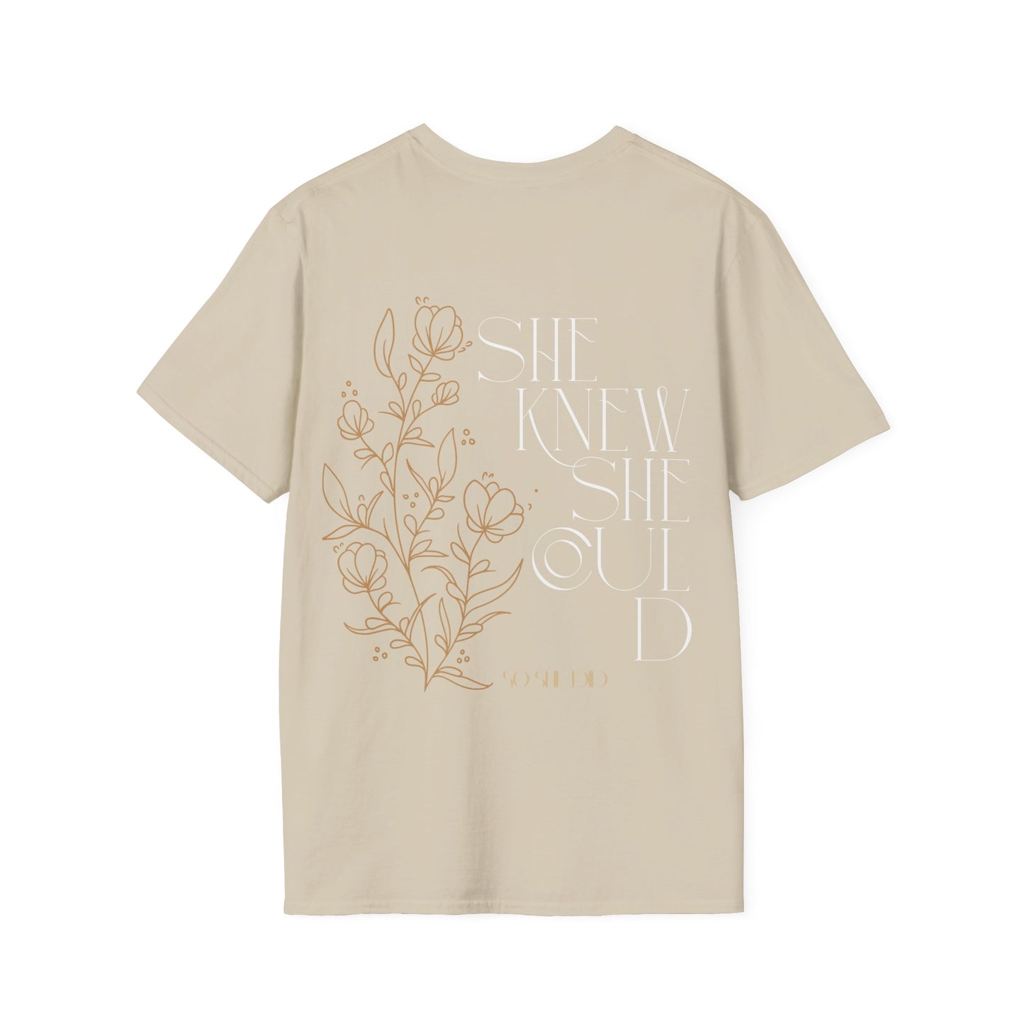 Empowering Floral T-Shirt - "She Knew She Could" Inspirational Tee, Motivational Gift for Women, Casual Wear, Self-Love Shirt, Positive