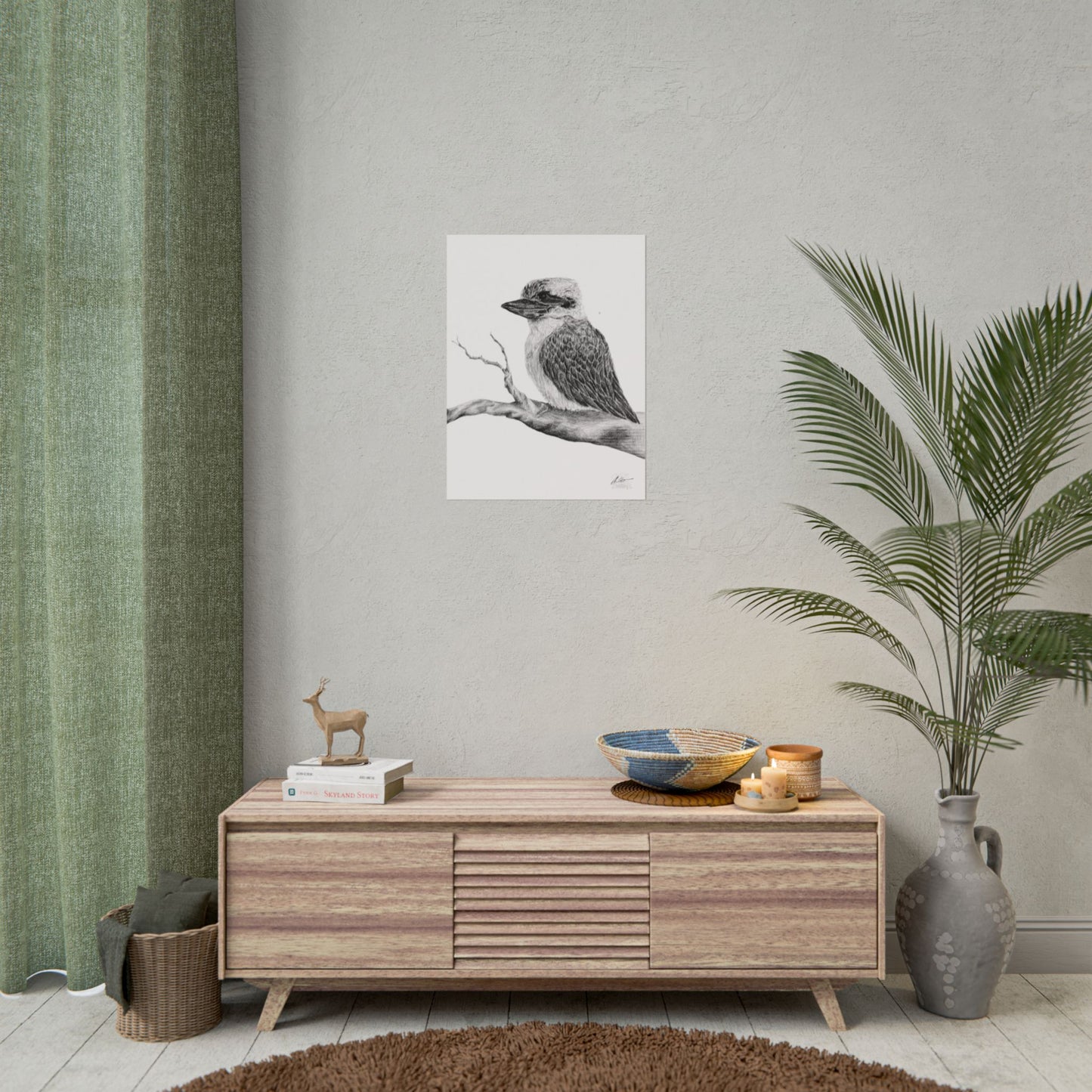 Elegant Kookaburra Rolled Poster - Nature Wildlife Art Print