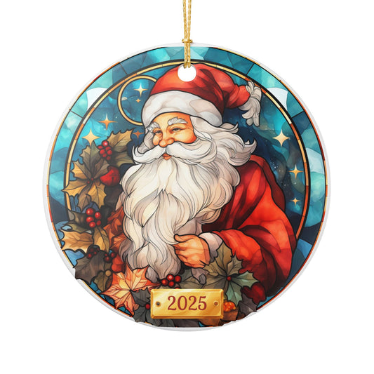 Ceramic Christmas Ornament, Vintage Santa Decoration, Holiday Decor, Tree Ornament, Gift for Christmas 2025, Festive Keepsake