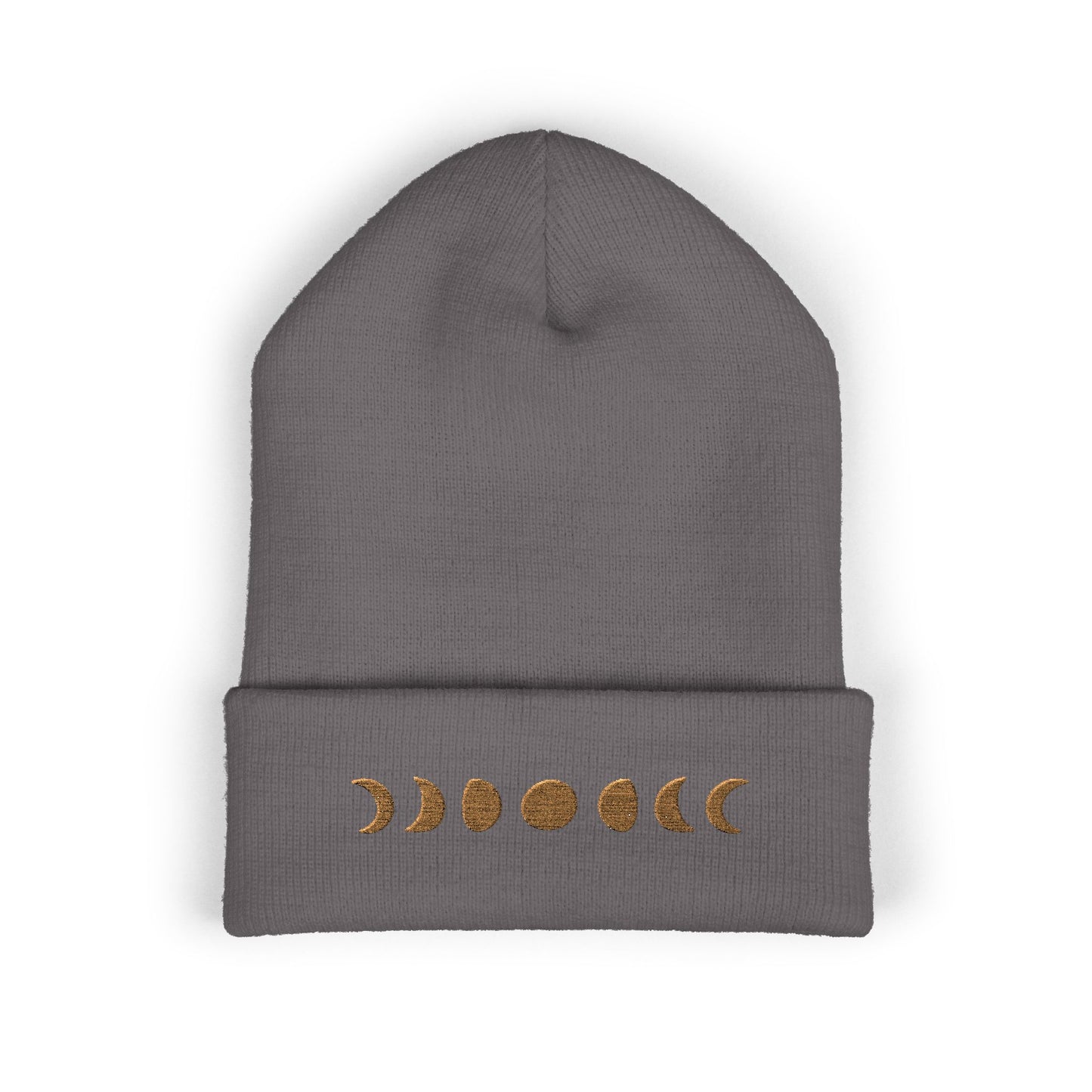 Moon Phase Embroidered Cuffed Beanie - Cozy Winter Hat, Gifts for Her, Astrology Merchandise, Holiday Accessories, Fashion Statement