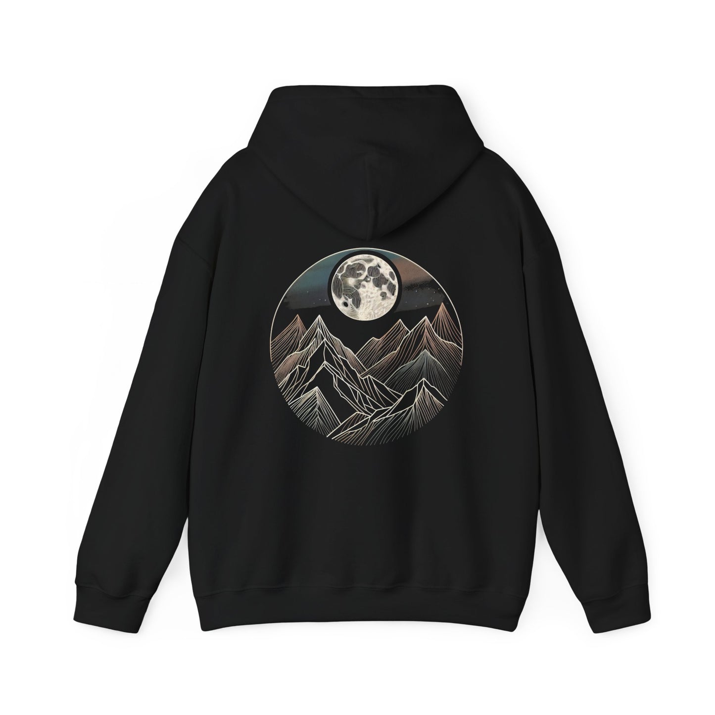 Mountain Moon Unisex Heavy Blend Hoodie, Cozy Pullover, Dreamy Sweatshirt, Perfect for Fall, Adventure Gifts, Unisex Style