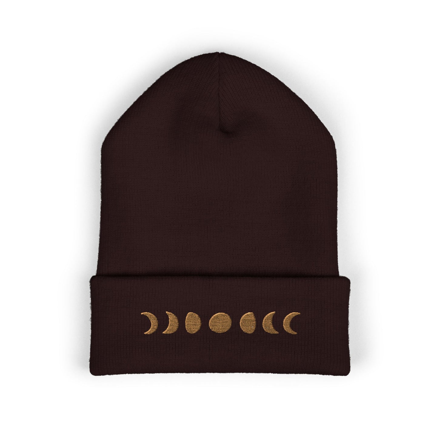 Moon Phase Embroidered Cuffed Beanie - Cozy Winter Hat, Gifts for Her, Astrology Merchandise, Holiday Accessories, Fashion Statement